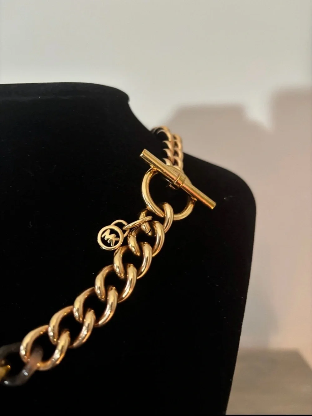 Michael Kors Pave Crystal ID Toggle Gold Tone Necklace
